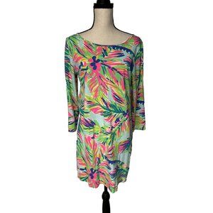 Lilly Pulitzer Dress Size M Pima Cotton Leaf Palm Multicolor